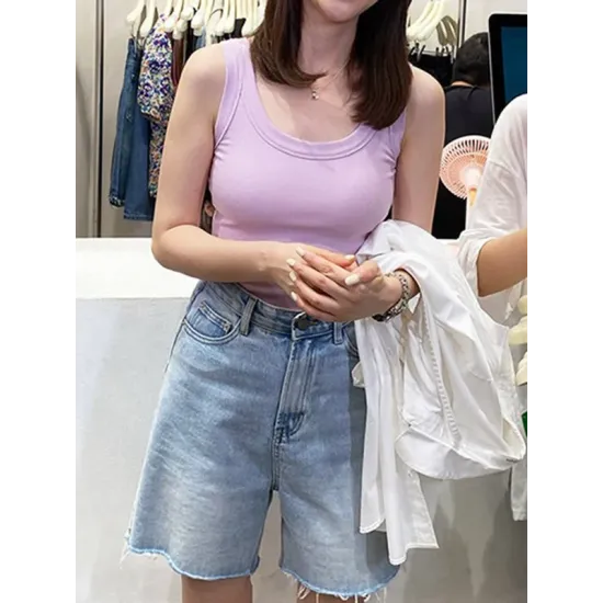 5 Colors Simple Solid Color Sleeveless Vest Top 5 Colors Simple Solid Color Sleeveless Vest Top
