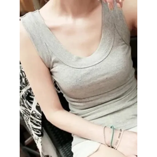 5 Colors Simple Solid Color Sleeveless Vest Top 5 Colors Simple Solid Color Sleeveless Vest Top