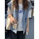Simple Split-Joint Solid Color Denim Vest Outerwear Simple Split-Joint Solid Color Denim Vest Outerwear