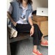 Simple Split-Joint Solid Color Denim Vest Outerwear Simple Split-Joint Solid Color Denim Vest Outerwear