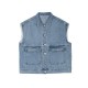 Simple Split-Joint Solid Color Denim Vest Outerwear Simple Split-Joint Solid Color Denim Vest Outerwear