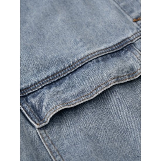 Simple Split-Joint Solid Color Denim Vest Outerwear Simple Split-Joint Solid Color Denim Vest Outerwear