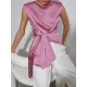 Loose Sleeveless Asymmetric Knot Solid Color Round-Neck Vest Top Loose Sleeveless Asymmetric Knot Solid Color Round-Neck Vest Top