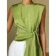 Loose Sleeveless Asymmetric Knot Solid Color Round-Neck Vest Top Loose Sleeveless Asymmetric Knot Solid Color Round-Neck Vest Top
