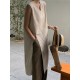 Solid Color Split-side Loose Sleeveless V-neck Vest Top Solid Color Split-side Loose Sleeveless V-neck Vest Top