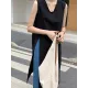 Solid Color Split-side Loose Sleeveless V-neck Vest Top Solid Color Split-side Loose Sleeveless V-neck Vest Top
