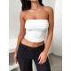 Pleated Solid Color Skinny Sleeveless Tube Vest Top Pleated Solid Color Skinny Sleeveless Tube Vest Top