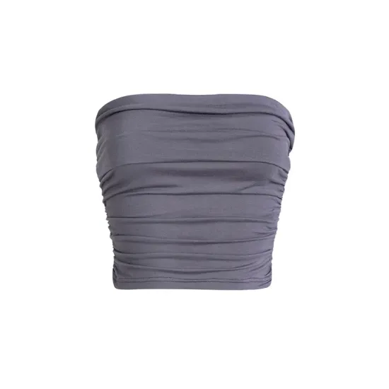 Pleated Solid Color Skinny Sleeveless Tube Vest Top Pleated Solid Color Skinny Sleeveless Tube Vest Top