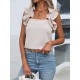 Falbala Solid Color Loose Sleeveless Square-Neck Vest Top Falbala Solid Color Loose Sleeveless Square-Neck Vest Top