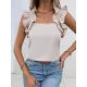 Falbala Solid Color Loose Sleeveless Square-Neck Vest Top Falbala Solid Color Loose Sleeveless Square-Neck Vest Top