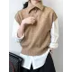 Buttoned Loose Sleeveless High Neck Vest Top Sweater Buttoned Loose Sleeveless High Neck Vest Top Sweater