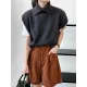 Buttoned Loose Sleeveless High Neck Vest Top Sweater Buttoned Loose Sleeveless High Neck Vest Top Sweater