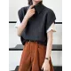 Buttoned Loose Sleeveless High Neck Vest Top Sweater Buttoned Loose Sleeveless High Neck Vest Top Sweater