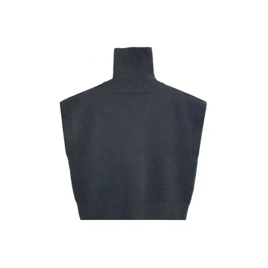 Buttoned Loose Sleeveless High Neck Vest Top Sweater Buttoned Loose Sleeveless High Neck Vest Top Sweater