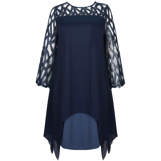 Plus Size Dress Women Casual Midi Dress Elegant Mesh Party Dress Plus Size Dress Women Casual Midi Dress Elegant Mesh Party Dress