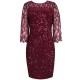 Elegant Sequin Mesh Women Casual Dresses Wine Red Ladies Outfits