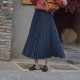 Women's Elegant Suede Pleated Midi Skirt