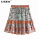 Vintage Chic Happie Floral Print Beach Bohemian Skirt