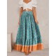 Fashion Floral Print Beach Bohemian Pleated Skirt Rayon Maxi Skirts