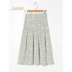A-line Floral Print Long High Waist Pleated Slit Skirts