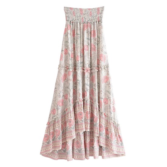 Vintage Chic Fashion Floral Print Beach Bohemian Long Skirts
