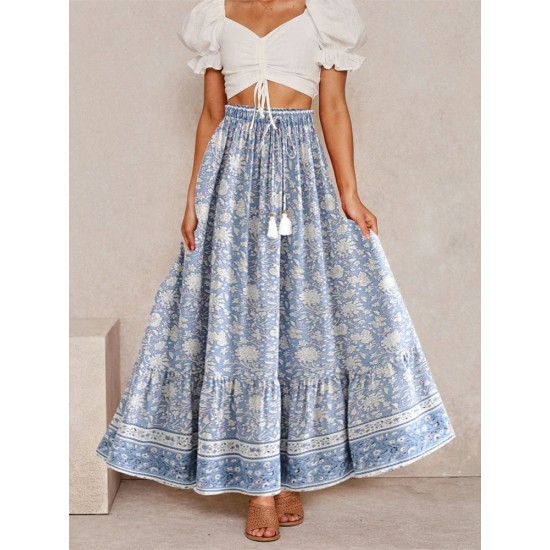 Vintage Chic fashion Hippie beach Bohemian floral print skirts