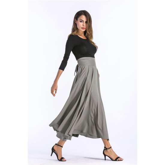 Vintage Pleated Flared Pockets Lace Up Bow Plus Size Slit Long Maxi Skirt Vintage Pleated Flared Pockets Lace Up Bow Plus Size Slit Long Maxi Skirt