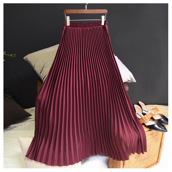 Pleated Midi Long High Waist Skirts