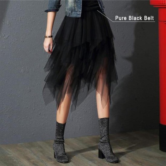 Fashion Elastic High Waist Pleated Long Midi Skirt