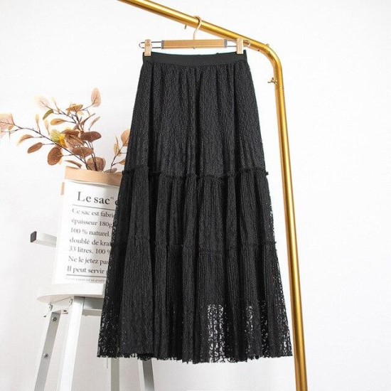 Hollow Out Long Lace Skirt