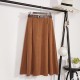 Velvet Female Midi Long Elegant Empire A-line Pleated Skirt