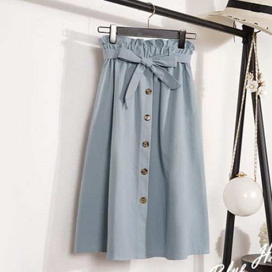 Button High Waist Female Pleated School Skirt Button High Waist Female Pleated School Skirt