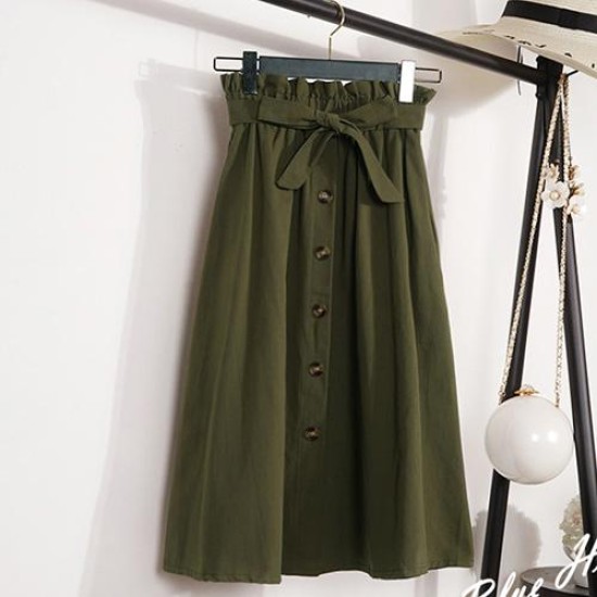 Button High Waist Female Pleated School Skirt Button High Waist Female Pleated School Skirt