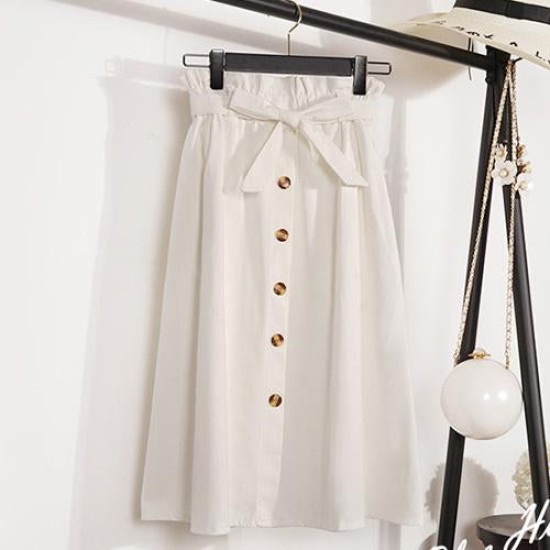 Button High Waist Female Pleated School Skirt Button High Waist Female Pleated School Skirt