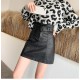 Washed PU Leather Skirt Korean Slim High Waist Shorts Skirt