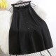 Fashion Elastic High Waist Single Breasted Bowknot Pleated Mid-Skirt