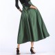 Vintage Pleated Flared Pockets Lace Up Bow Plus Size Slit Long Maxi Skirt Vintage Pleated Flared Pockets Lace Up Bow Plus Size Slit Long Maxi Skirt