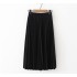 High Waist Solid Color Pleated Causal Midi Skirt
